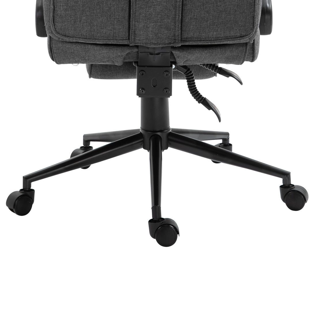 Linen Executive Office Chair with Headrest, Lumbar Support and Footrest - Grey