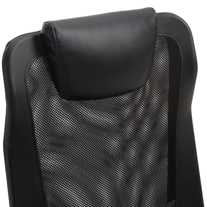 High Back Mesh Faux Leather Office Chair with Headrest and Lumbar Support - Black