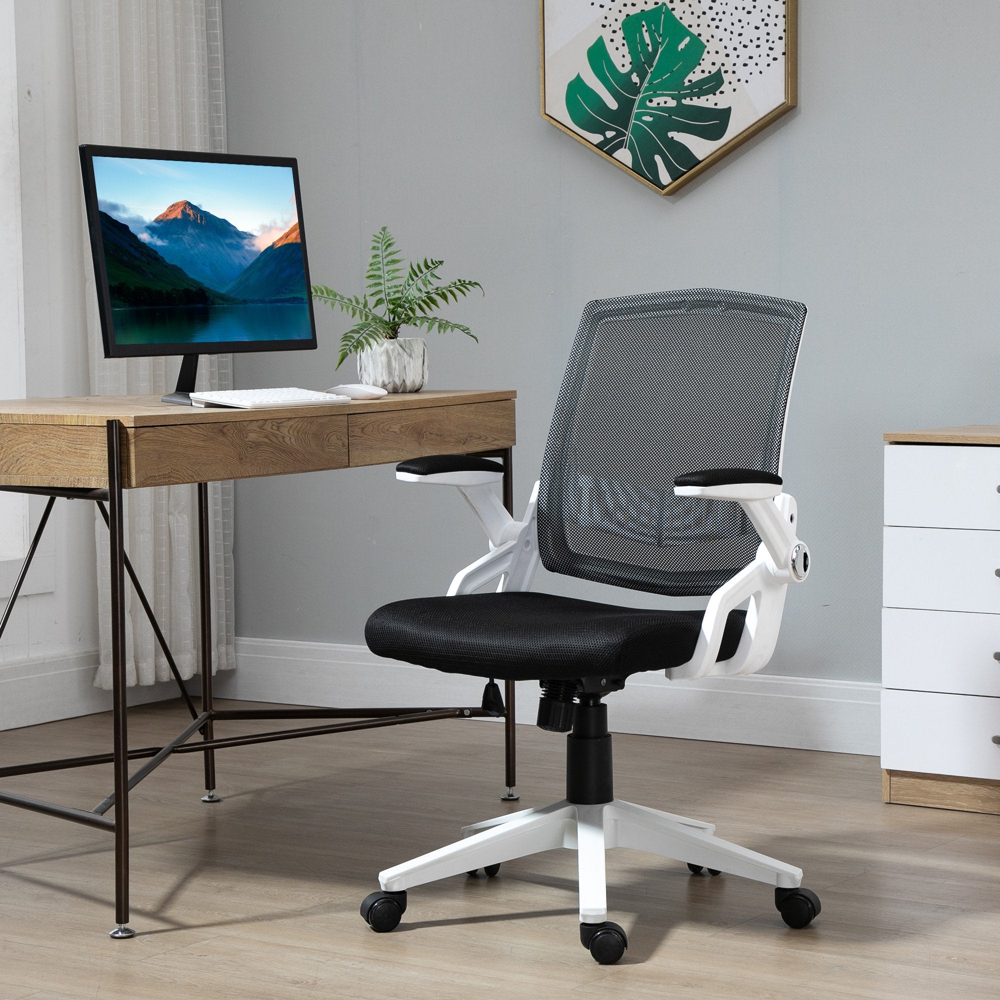 Chair Bw Mid-Back Mesh Office Chair - Black and White – Fab Finds Online