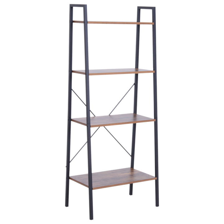 4-Tier Ladder-Style Bookcase - Black