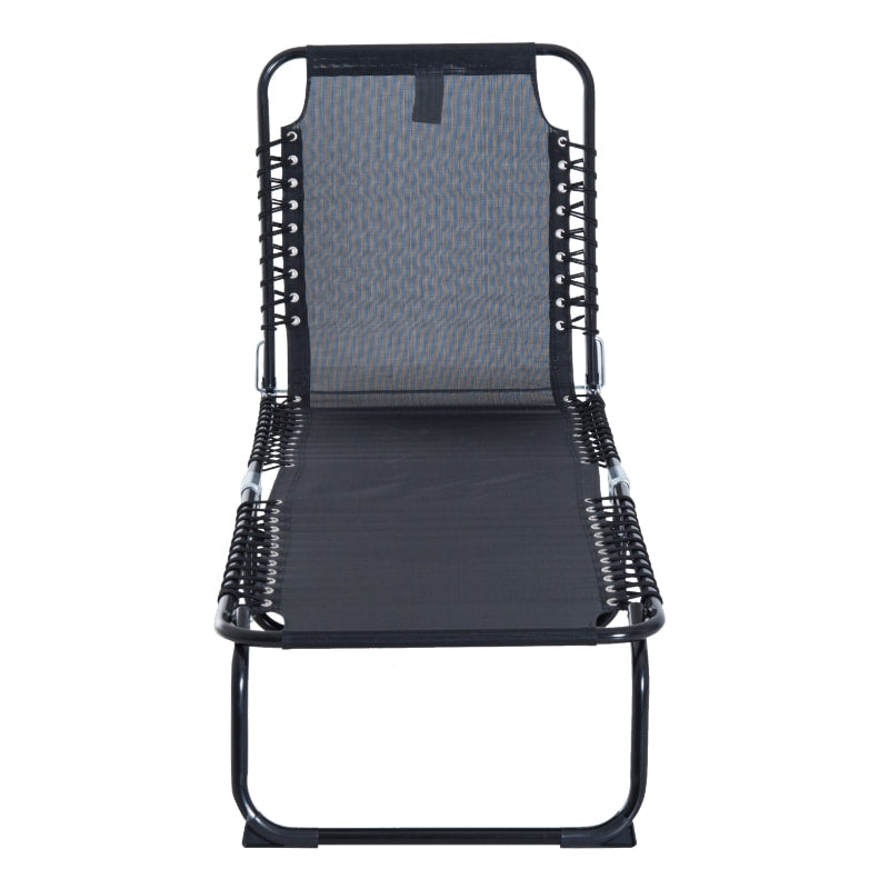3 Position Adjustable Folding Chaise Reclining Lounger Sun Beach Tanning Patio Pool Deck, Black