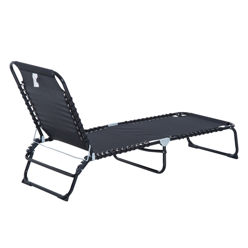 3 Position Adjustable Folding Chaise Reclining Lounger Sun Beach Tanning Patio Pool Deck, Black