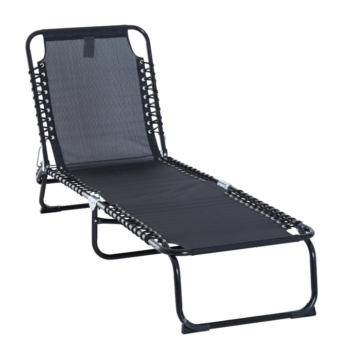 3 Position Adjustable Folding Chaise Reclining Lounger Sun Beach Tanning Patio Pool Deck, Black