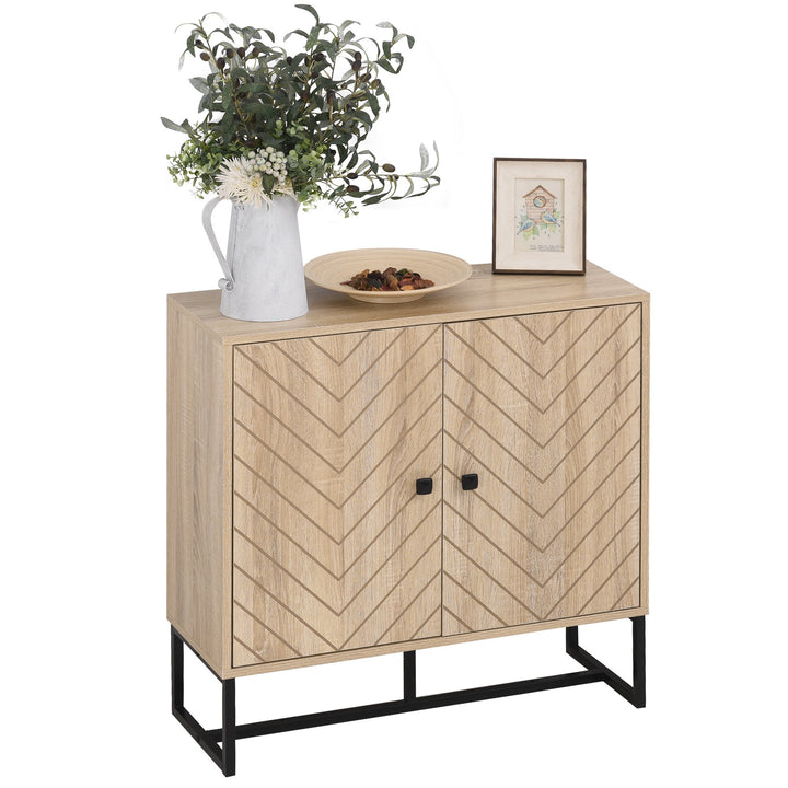 Retro Patterned Sideboard - Wood Grain and Black