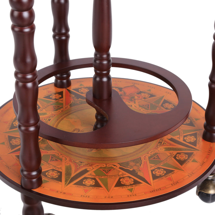 Globe Wine Bar w/ Wheels - Dark Brown