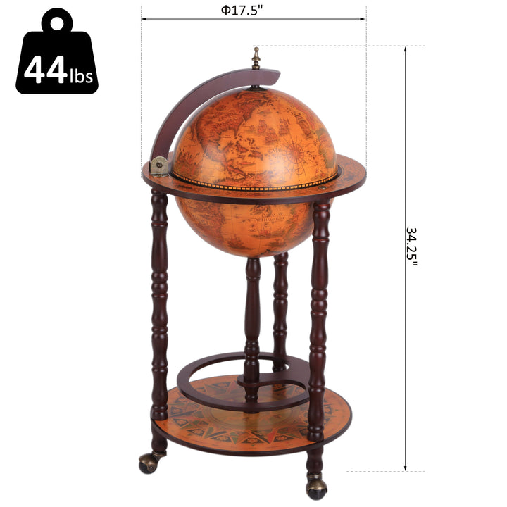 Globe Wine Bar w/ Wheels - Dark Brown