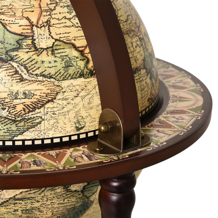 Globe Wine Bar w/ Wheels - Beige and Brown