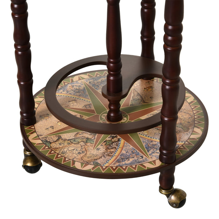 Globe Wine Bar w/ Wheels - Beige and Brown