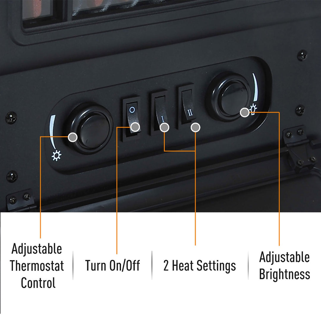 16" Electric Fireplace w/ Heater - Black