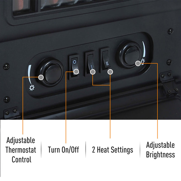 16" Electric Fireplace w/ Heater - Black