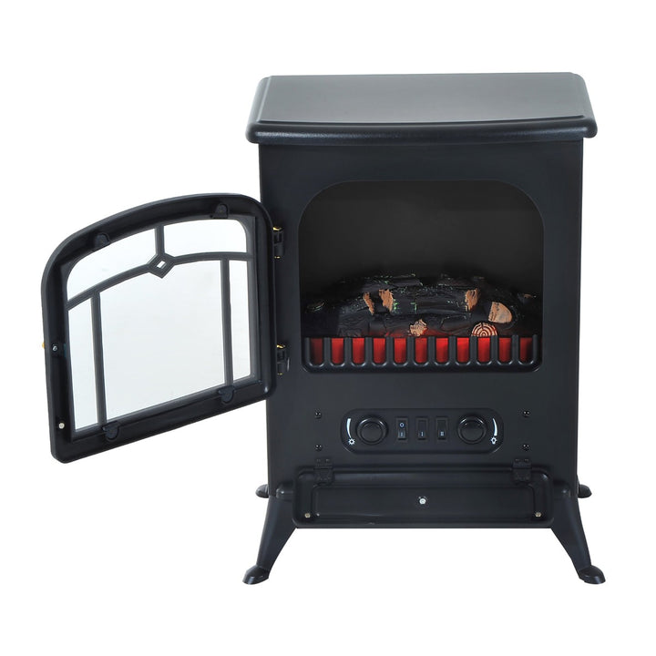16" Electric Fireplace w/ Heater - Black