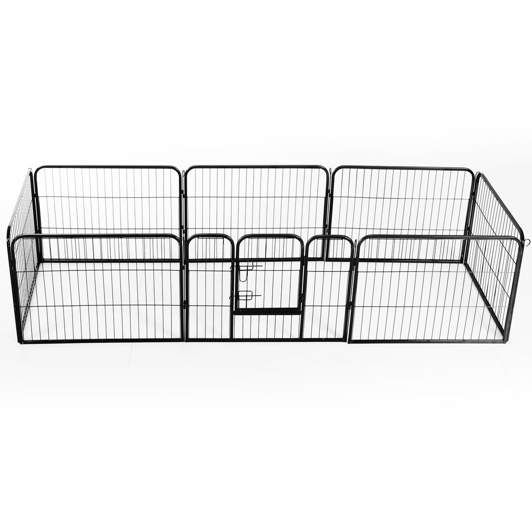 8-Panel 24” Pet Play Pen Exercise Fence for Small to Medium Sized Dogs, Bunnies, Etc - Black