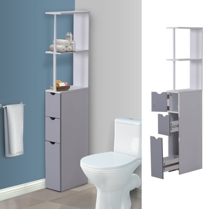 Modern Compact Bathroom Cabinet - White and Grey
