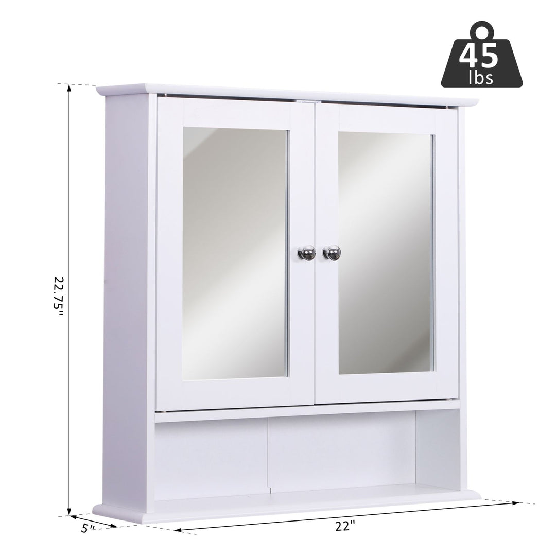 Wall-Mounted Bathroom Cabinet w/ Double Doors - White