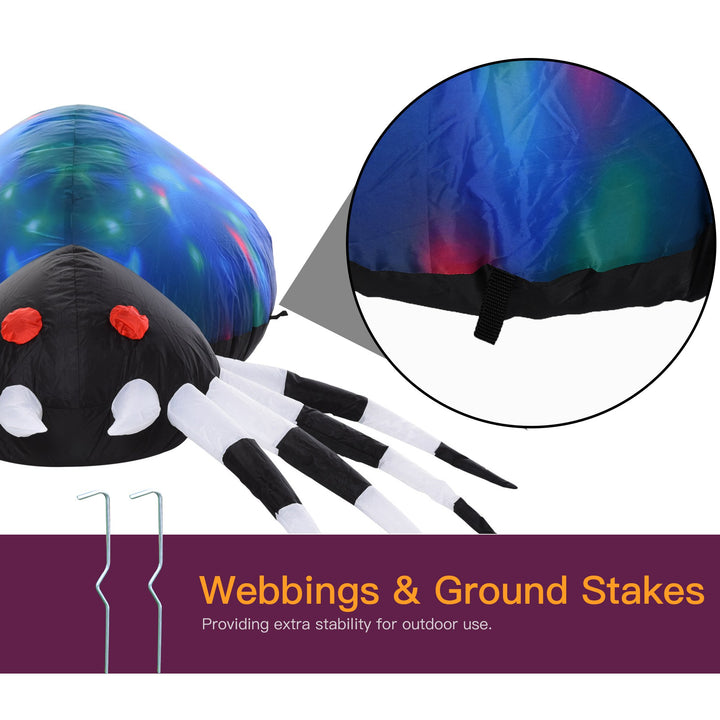 5ft Halloween Airblown Inflatable Decoration w Lights, Indoor Outdoor Lawn Porch, Giant Spider