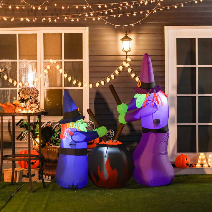 5.5ft Halloween Blow Up Inflatable w LED Lights for Indoor Outdoor Lawn Yard, Witches, Cauldron