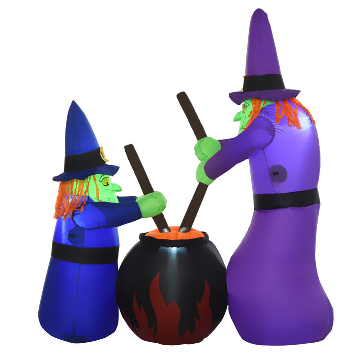 5.5ft Halloween Blow Up Inflatable w LED Lights for Indoor Outdoor Lawn Yard, Witches, Cauldron