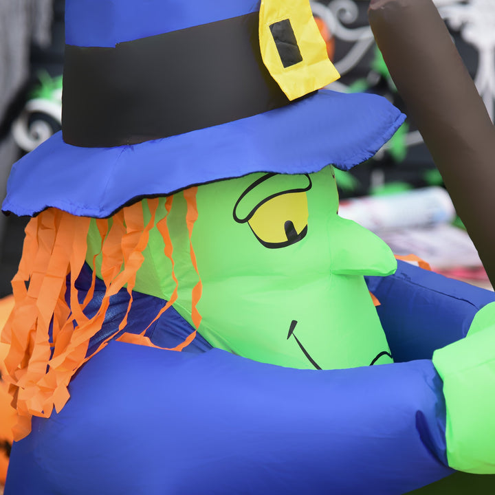5.5ft Halloween Blow Up Inflatable w LED Lights for Indoor Outdoor Lawn Yard, Witches, Cauldron