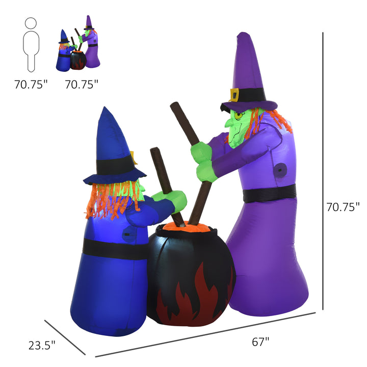 5.5ft Halloween Blow Up Inflatable w LED Lights for Indoor Outdoor Lawn Yard, Witches, Cauldron
