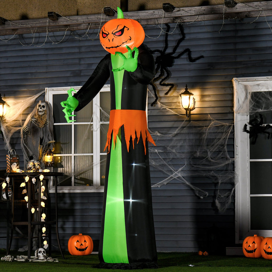 9ft Halloween Blow Up Inflatable Décor, LED Lights Indoor Outdoor Lawn Yard, Pumpkin Head Ghost