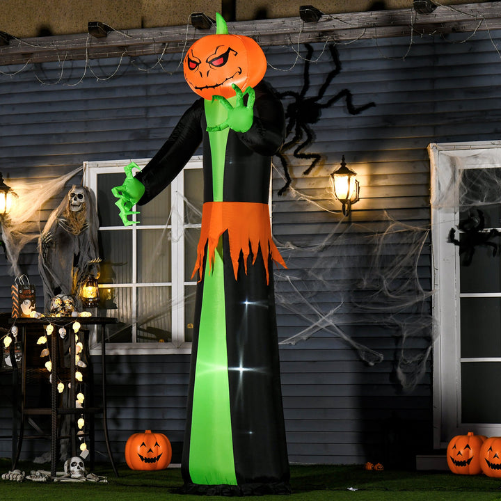 9ft Halloween Blow Up Inflatable Décor, LED Lights Indoor Outdoor Lawn Yard, Pumpkin Head Ghost