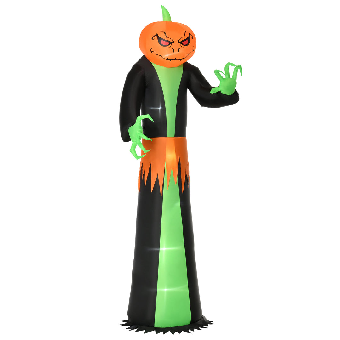 9ft Halloween Blow Up Inflatable Décor, LED Lights Indoor Outdoor Lawn Yard, Pumpkin Head Ghost