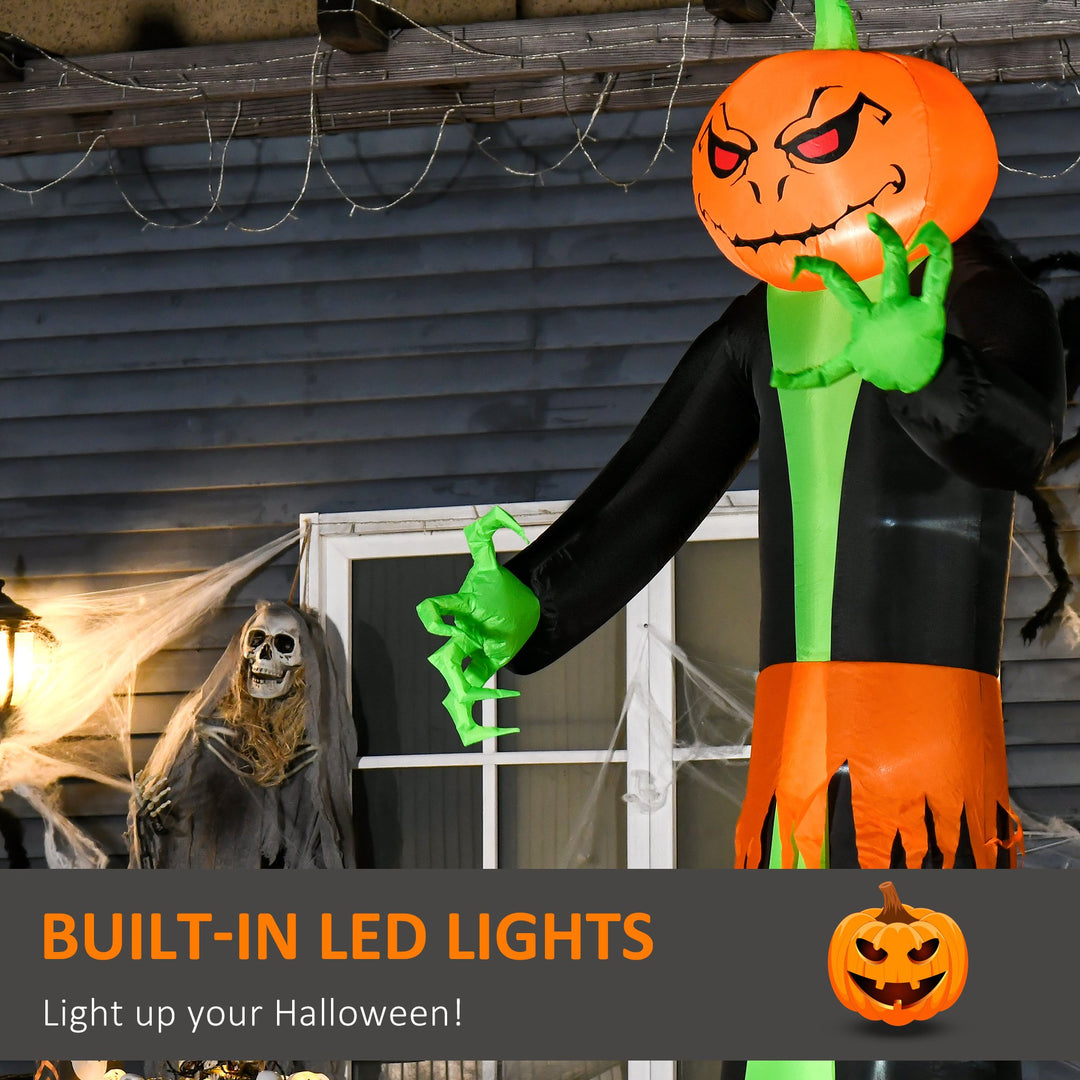 9ft Halloween Blow Up Inflatable Décor, LED Lights Indoor Outdoor Lawn Yard, Pumpkin Head Ghost