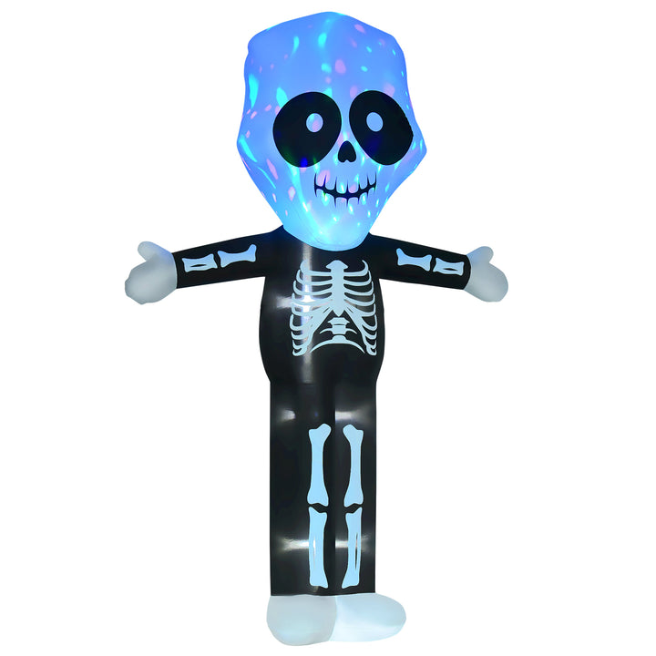10ft Cute Halloween Blow Up Inflatable Décor, LED Lights Indoor Outdoor Lawn, Skeleton Ghost
