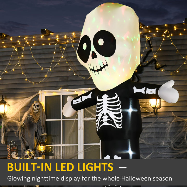 10ft Cute Halloween Blow Up Inflatable Décor, LED Lights Indoor Outdoor Lawn, Skeleton Ghost