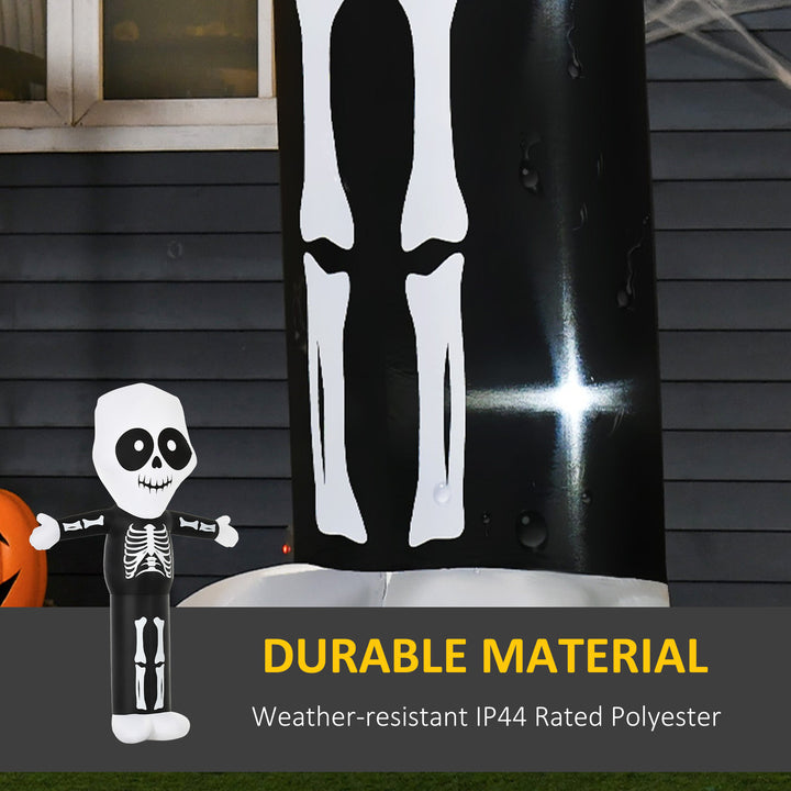10ft Cute Halloween Blow Up Inflatable Décor, LED Lights Indoor Outdoor Lawn, Skeleton Ghost