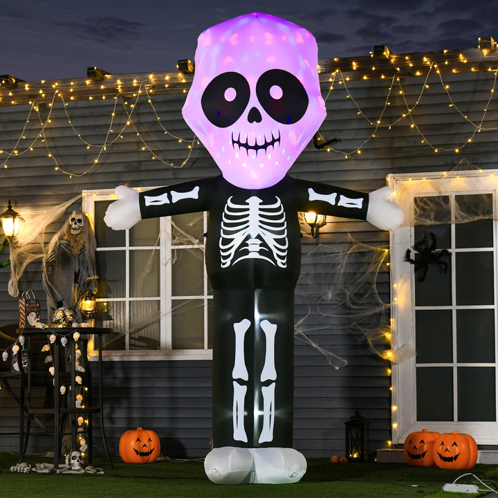 10ft Cute Halloween Blow Up Inflatable Décor, LED Lights Indoor Outdoor Lawn, Skeleton Ghost