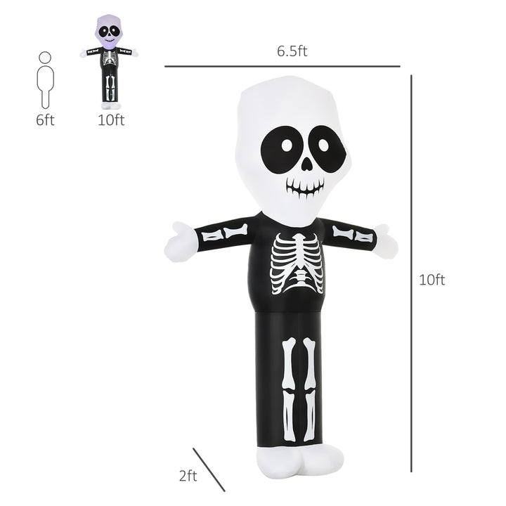 10ft Cute Halloween Blow Up Inflatable Décor, LED Lights Indoor Outdoor Lawn, Skeleton Ghost