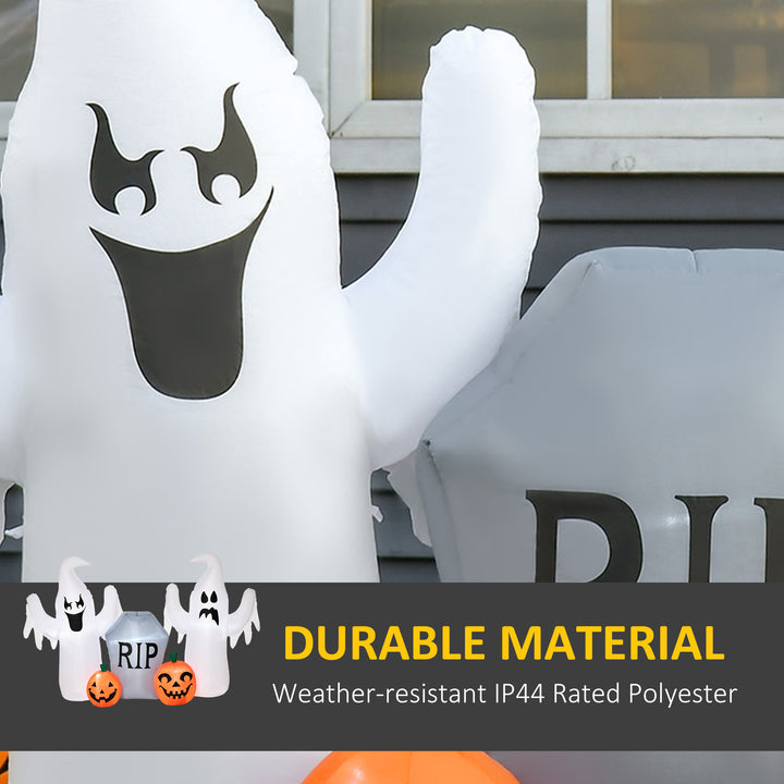 4ft Halloween Blow Up Inflatable, w Lights, Outdoor, White Ghosts, RIP Tombstone, Pumpkins