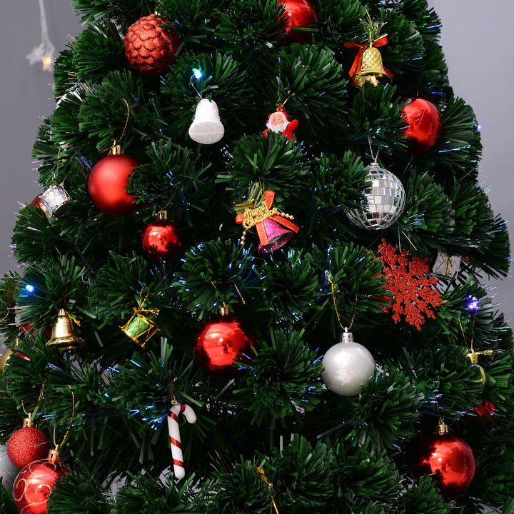 6ft Artificial Christmas Winter Holiday Tree w/ Fiber Optic LEDs, Star, Metal Base - Green