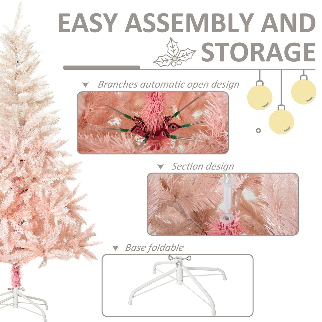 5ft 450-Tip Ombre Artificial Spruce Holiday Christmas Tree w Base Xmas - Pink & White Gradient