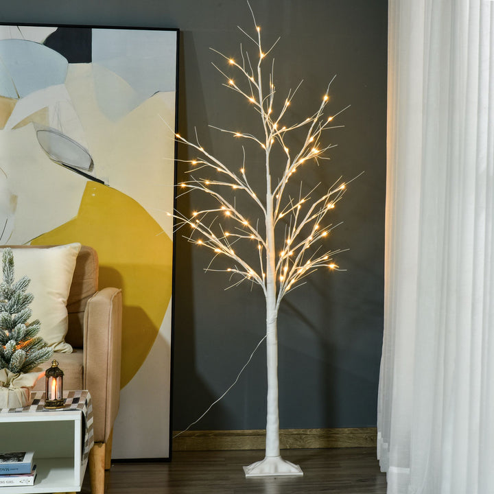 5ft Indoor/Outdoor Pre-lit Birch Tree w/ 58 LED Lights & 8 Modes - White