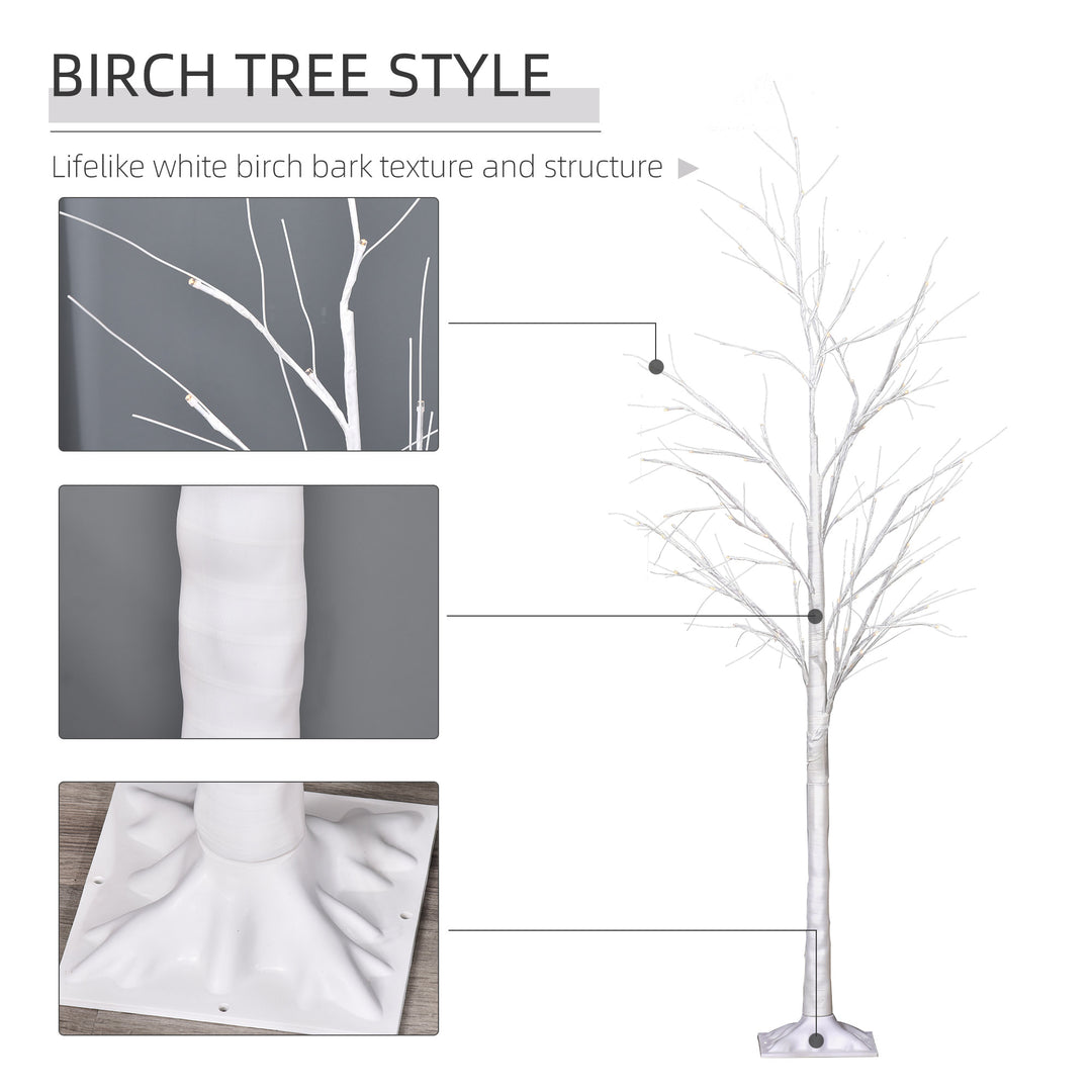 5ft Indoor/Outdoor Pre-lit Birch Tree w/ 58 LED Lights & 8 Modes - White