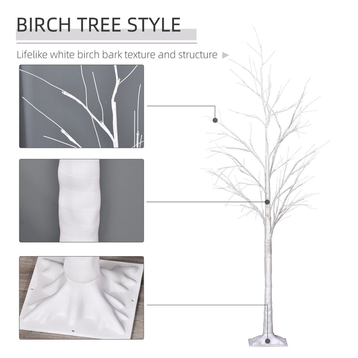 5ft Indoor/Outdoor Pre-lit Birch Tree w/ 58 LED Lights & 8 Modes - White