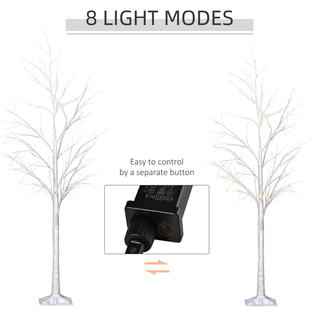 5ft Indoor/Outdoor Pre-lit Birch Tree w/ 58 LED Lights & 8 Modes - White