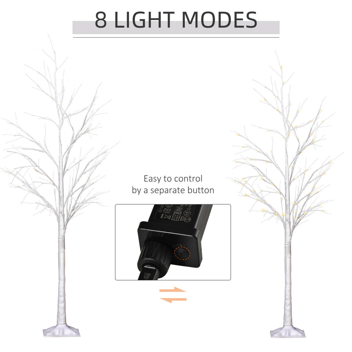 5ft Indoor/Outdoor Pre-lit Birch Tree w/ 58 LED Lights & 8 Modes - White