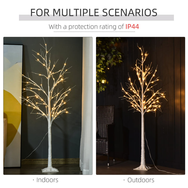 5ft Indoor/Outdoor Pre-lit Birch Tree w/ 58 LED Lights & 8 Modes - White