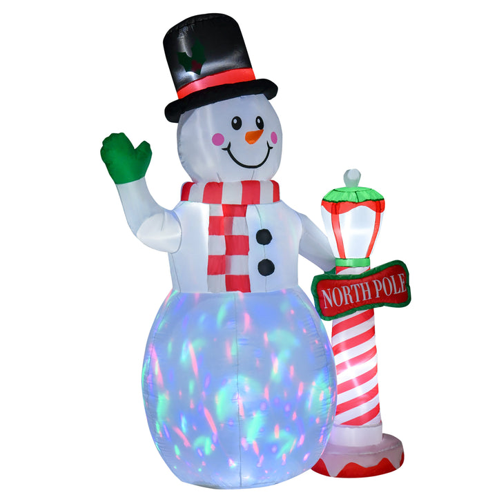 NEW 8ft Inflatable Holiday Christmas Decoration w LED Lights Outdoor - Snowman w North Pole Sign
