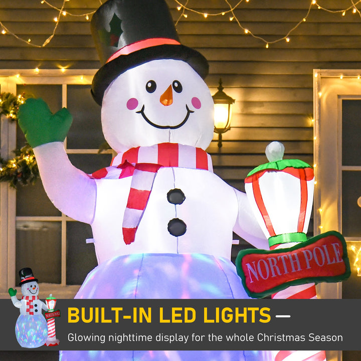NEW 8ft Inflatable Holiday Christmas Decoration w LED Lights Outdoor - Snowman w North Pole Sign