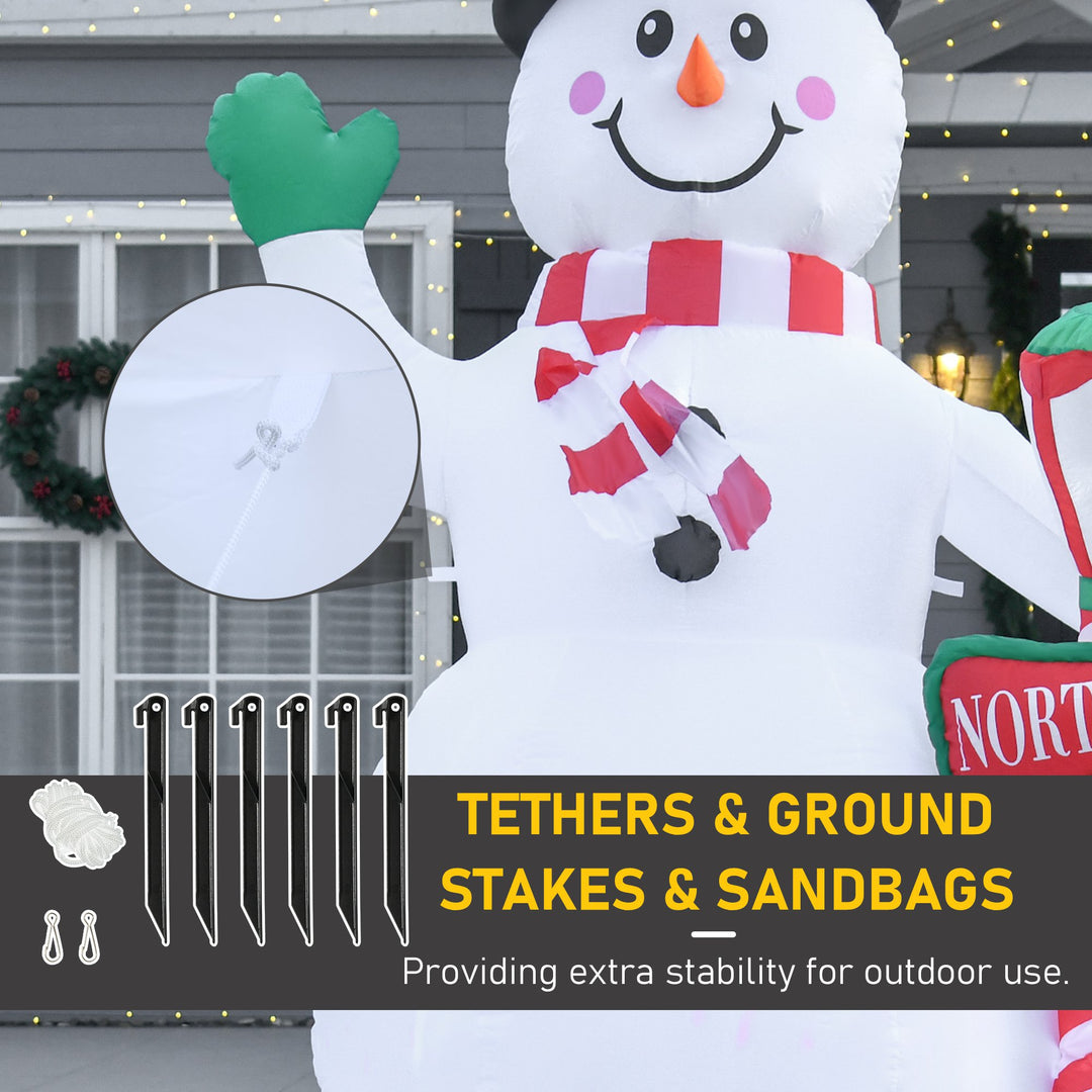NEW 8ft Inflatable Holiday Christmas Decoration w LED Lights Outdoor - Snowman w North Pole Sign