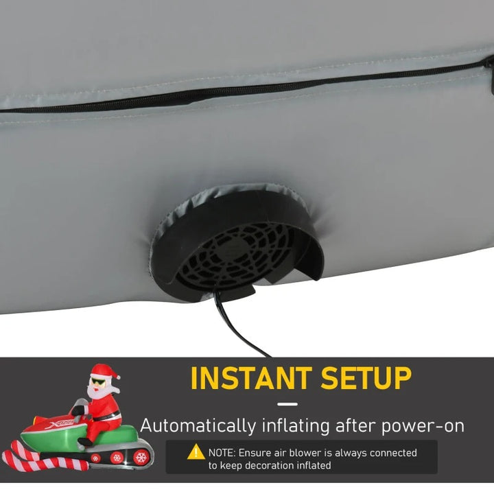 7ft Long Inflatable Holiday Christmas Blow-Up w LED Lights Outdoor, Santa Claus on Snowmobile