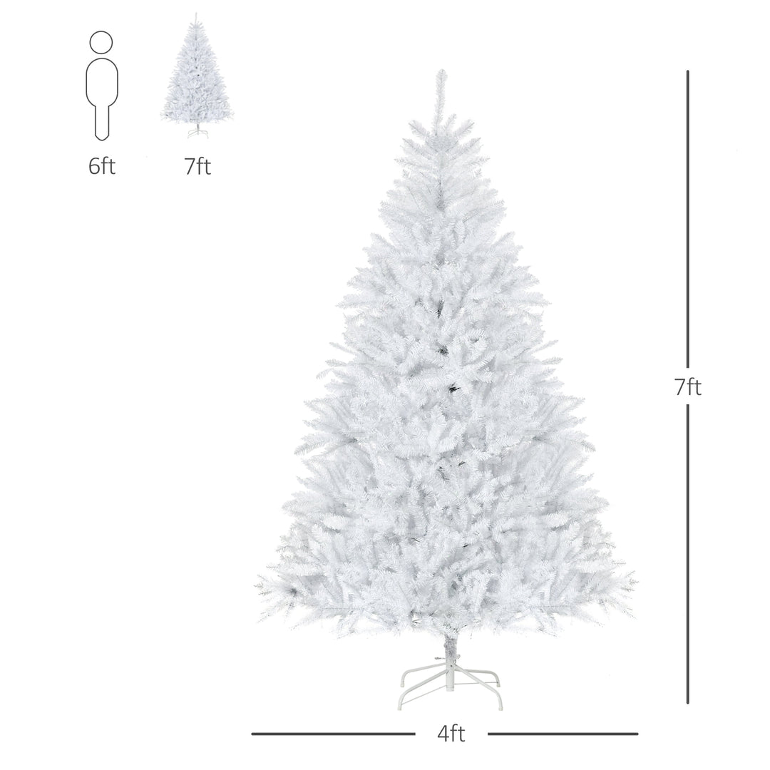 7ft 1823-Tip Lush Artificial Christmas Holiday Tree w/ Base, Xmas Decor – Classic Shape, White