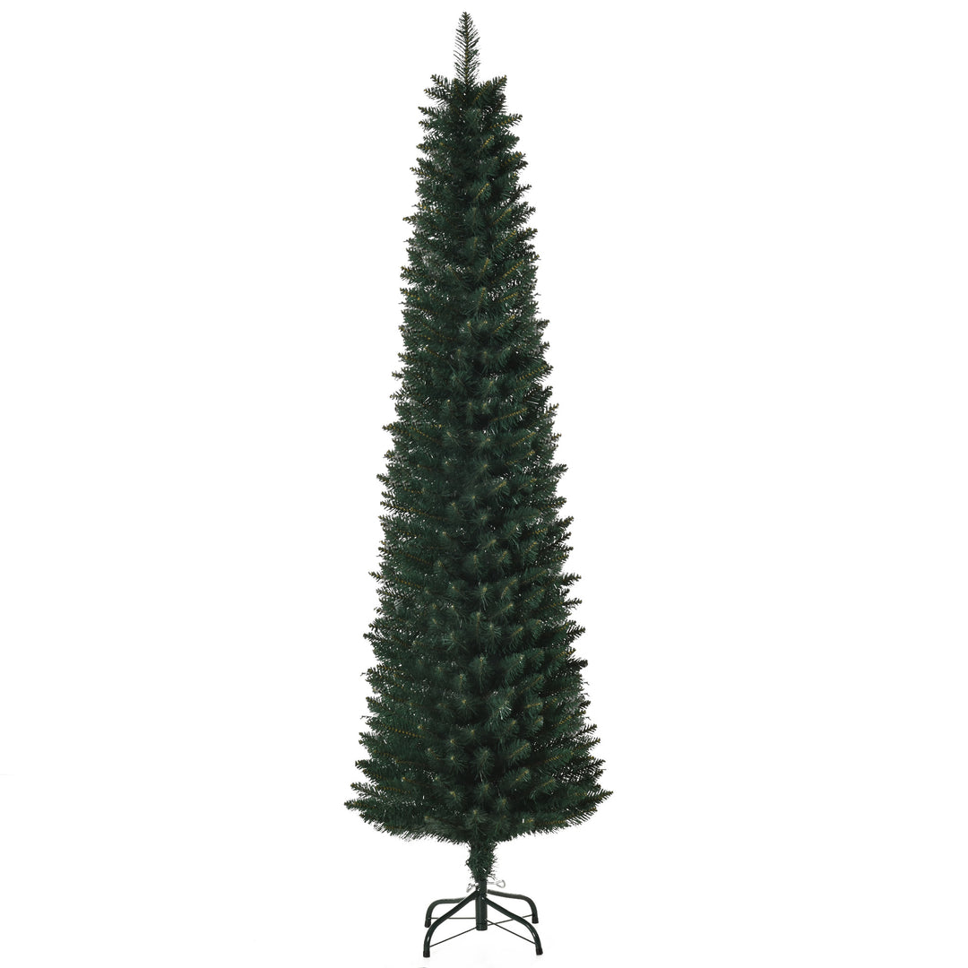 6ft 380-Tip Artificial Pencil Slim Holiday Christmas Tree w Metal Base Xmas Decor - Green