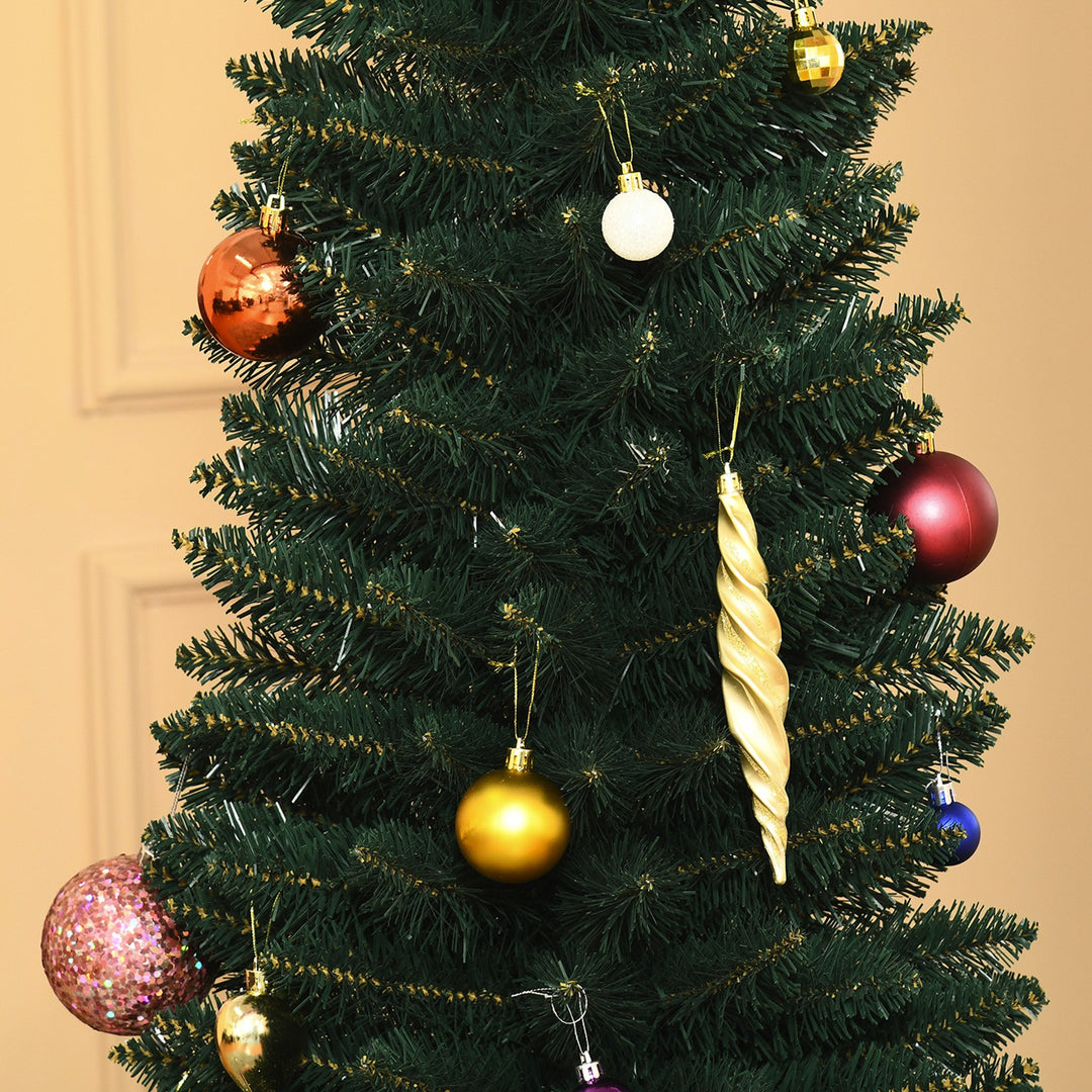 6ft 380-Tip Artificial Pencil Slim Holiday Christmas Tree w Metal Base Xmas Decor - Green