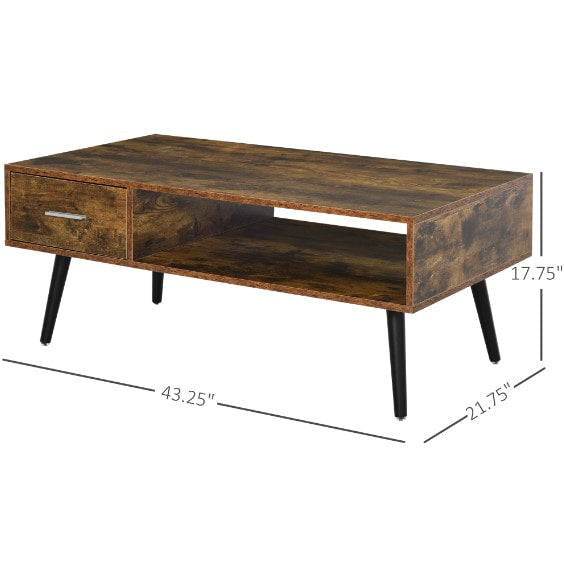Industrial-Style Coffee Table w/ Storage - Rustic Brown and Black