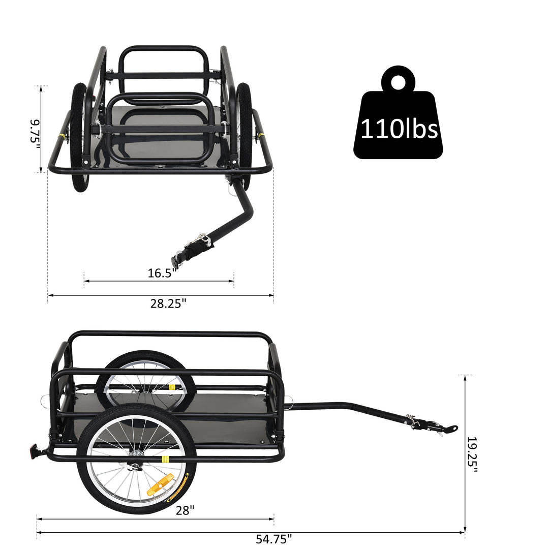 Bicycle Cargo Wagon Trailer / Steel Utility Bike Cart Carrier - Black